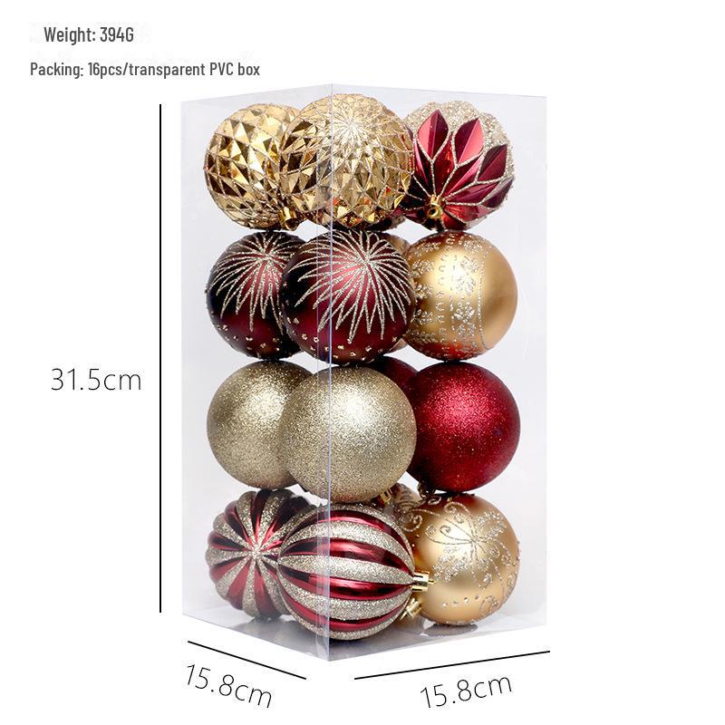 Elegant 8CM/16 Painted Christmas Ball Set: Exquisite Cross-Border Tree Decorations