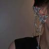 1 pair Luxury Silver Tassel Ear Clip Long Shiny Temperament Eardrops  Women