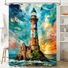 Vibrant Lighthouse Shower Curtain Artistic Modern Bath Decor for Bathroom High-Quality Printing with Waterproof Fabric Material.