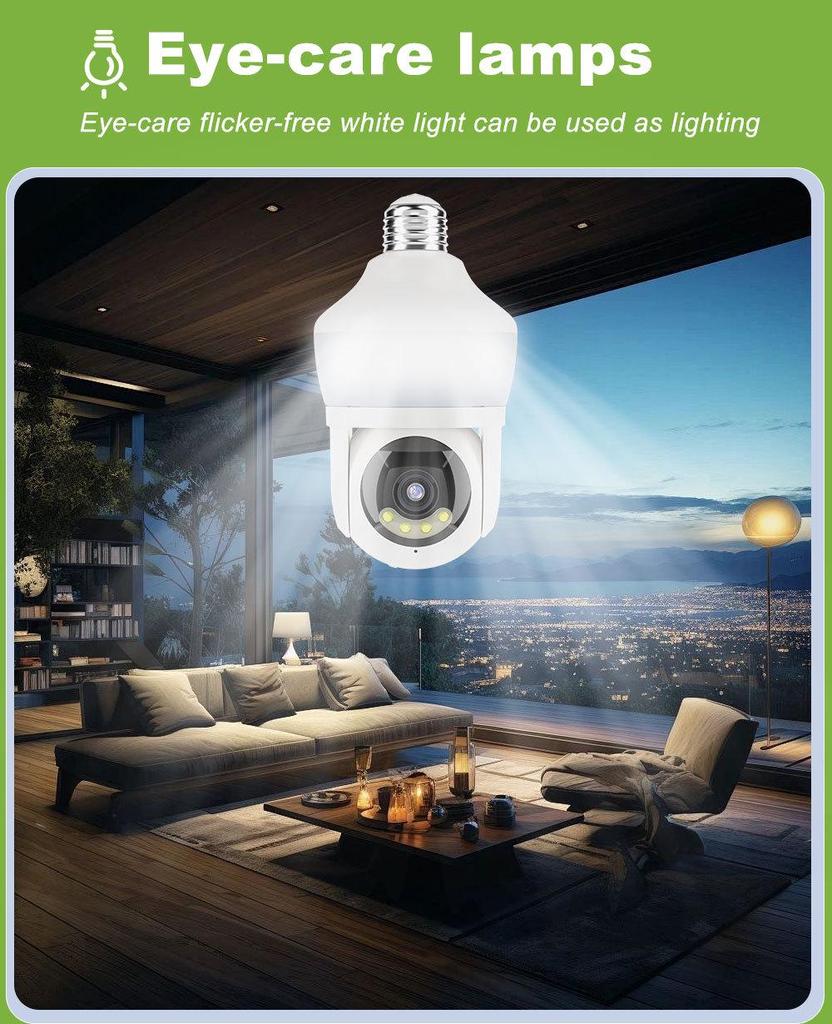 Smart Surveillance Bulb Camera with HD Night Vision and Full-Color Mobile Monitoring