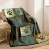 2026 New Arrivals Blue Dog Paw Print Flannel Blanket UltraSoft Lightweight & Durable Perfect for Sofa Travel & Camping Machine Was