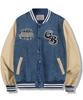 Gubin Überaufnäher Denim Varsity Jacke - Beige