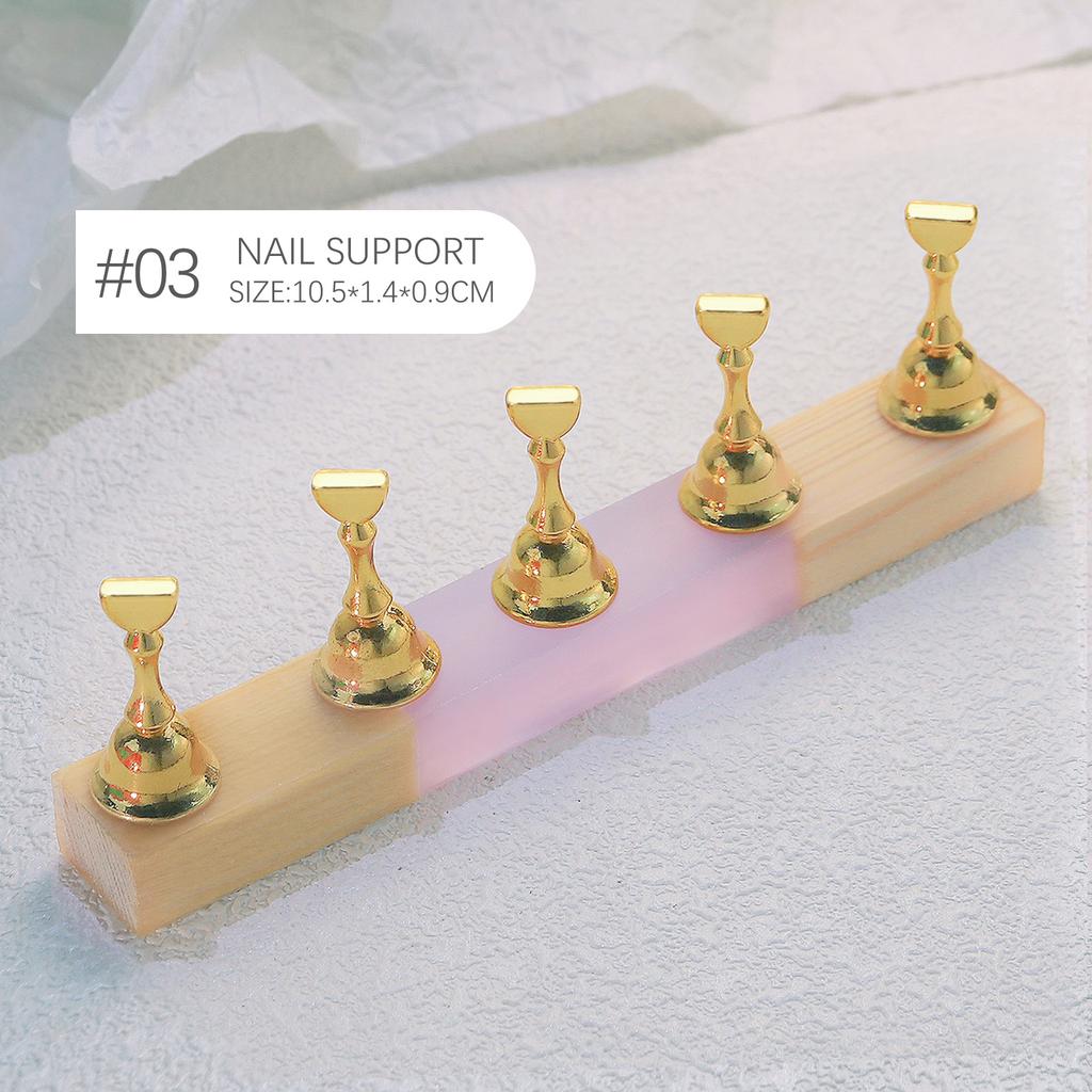Wind Log Manicure Practice Base Piece Alloy Dumb Gold Nail Holder Nail Piece Mud Clay Armor Wearing Tool