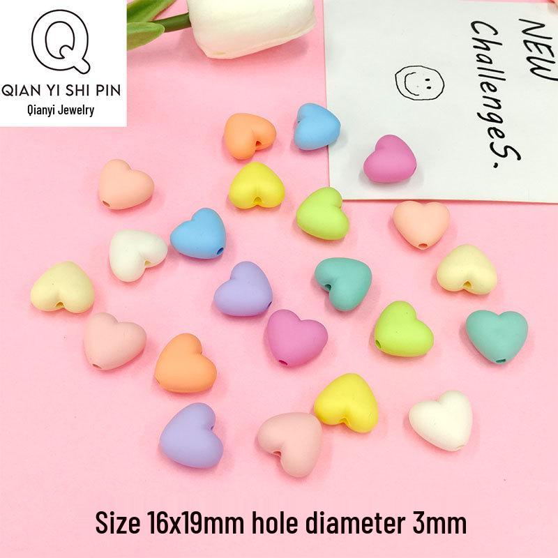 Perles Macaron Cœur - Cœur Pêche en Caoutchouc Tactile pour Collier, Bracelet et Accessoires de Cheveux DIY (E18)