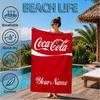 Custom Name Beach Towel Cola Classic Beverage Soft and Quick-drying Beach Towel, Suitable for Travel, Swimming Pool, Gym, Yoga, Gifts