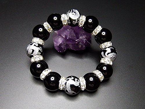[Stone Town] Hard-to-find, extra-thick 18mm natural onyx stone, hand-carved with the Four Gods, premium rondelle rosary bracelet, power stone