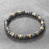 Natural Volcanic Stone Bracelet Handmade Adjustable Size Hematite Tiger Eye Stone Cylindrical Beads Bracelets Men Yoga Bangles