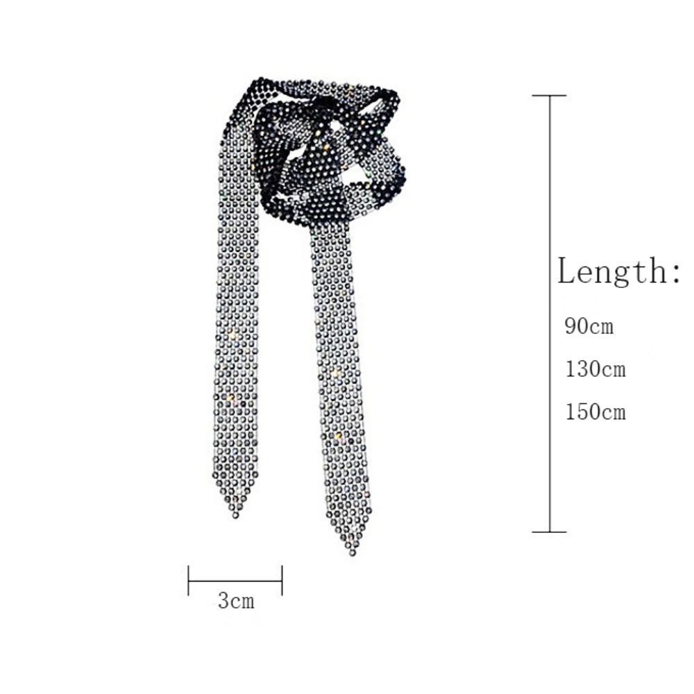 Shiny Rhinestone Tie Black/White Dazzling Embellished Tie Sexy Necktie  Unisex