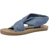 Linen Flat Womens Cotton Roman Sandals Elastic Cross Strap Design For Outdoor Daily Wear