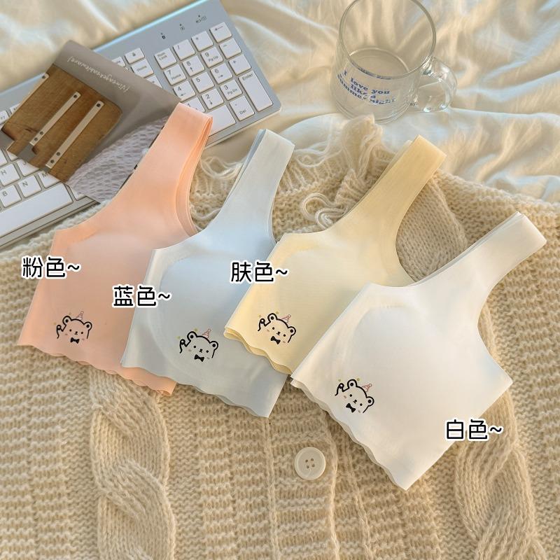 Teen Girls Cartoon Seamless Vest Style Bra For Puberty Development