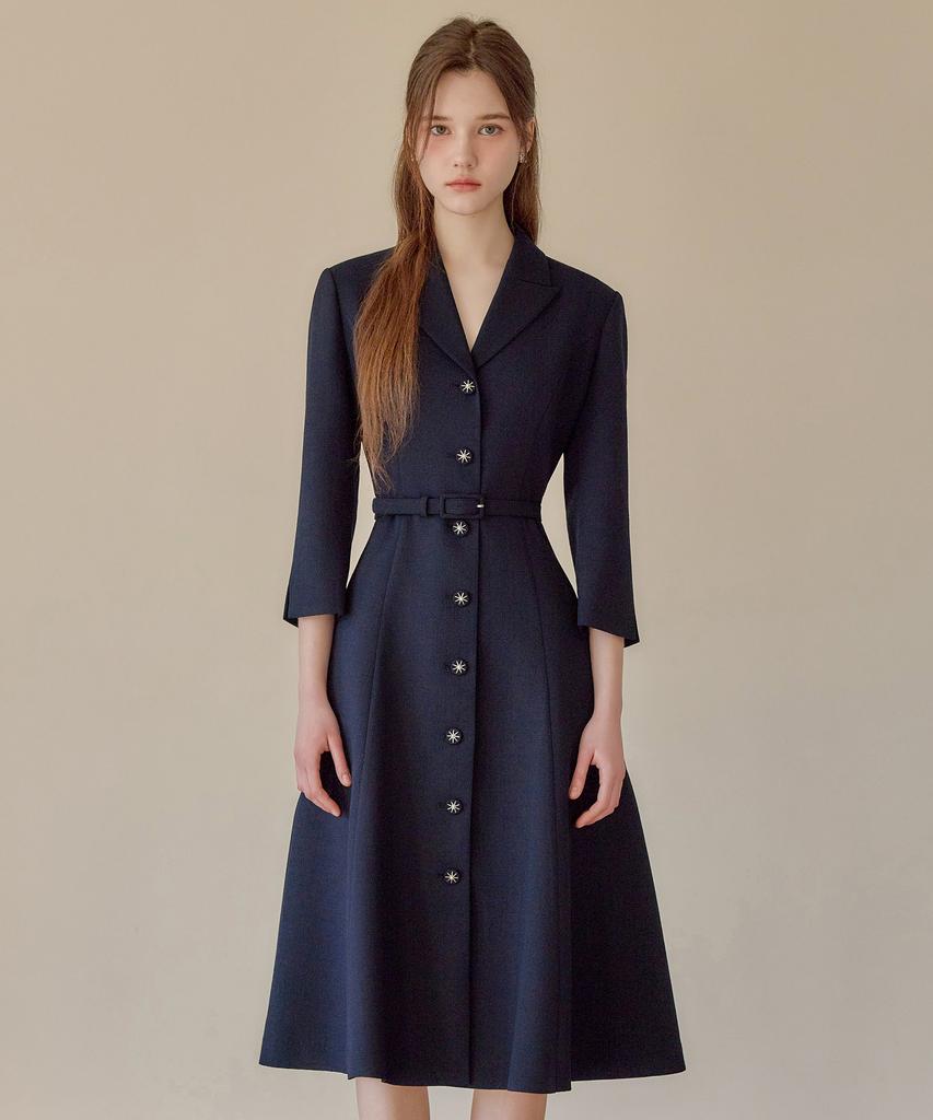 Julie And Kara 26Ss Calla139 Shebigins Joe Tweed Dress Navy