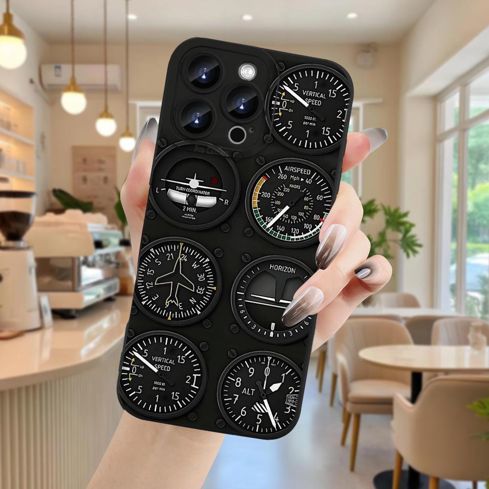 Aircraft Instrument Panel Pattern Phone Case Suitable for iPhone 17 16 15 14 13 12 11 Pro/Max/Plus Anti Drop and Shockproof