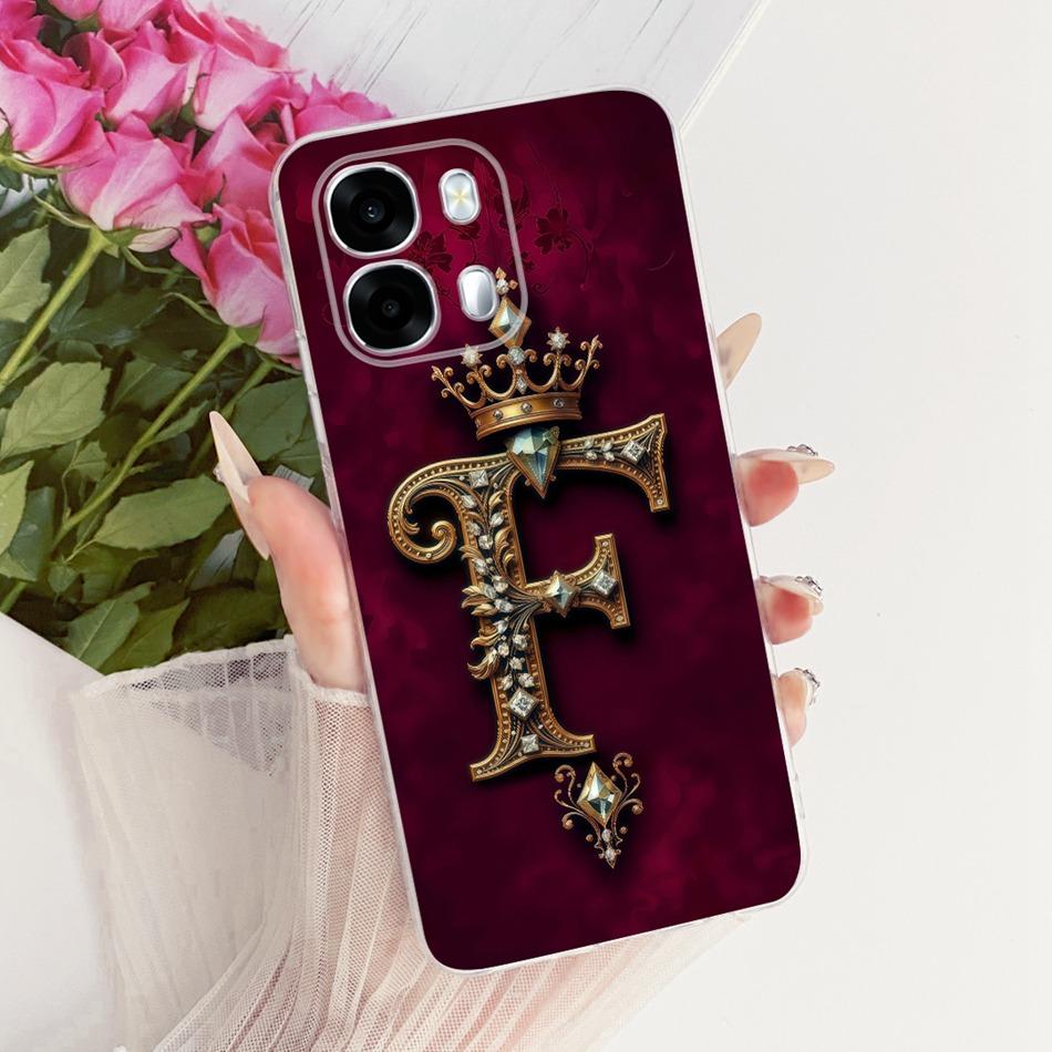 For OPPO A6s CPH2789 Royal Crown Initial Letter Couple Phone Case For Oppo A6S 5G Soft Silicone TPU Cover Bumpers