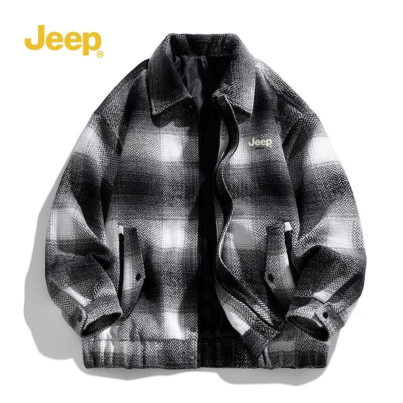 JEEP Men s Retro Plaid Lapel Jacket 3XL