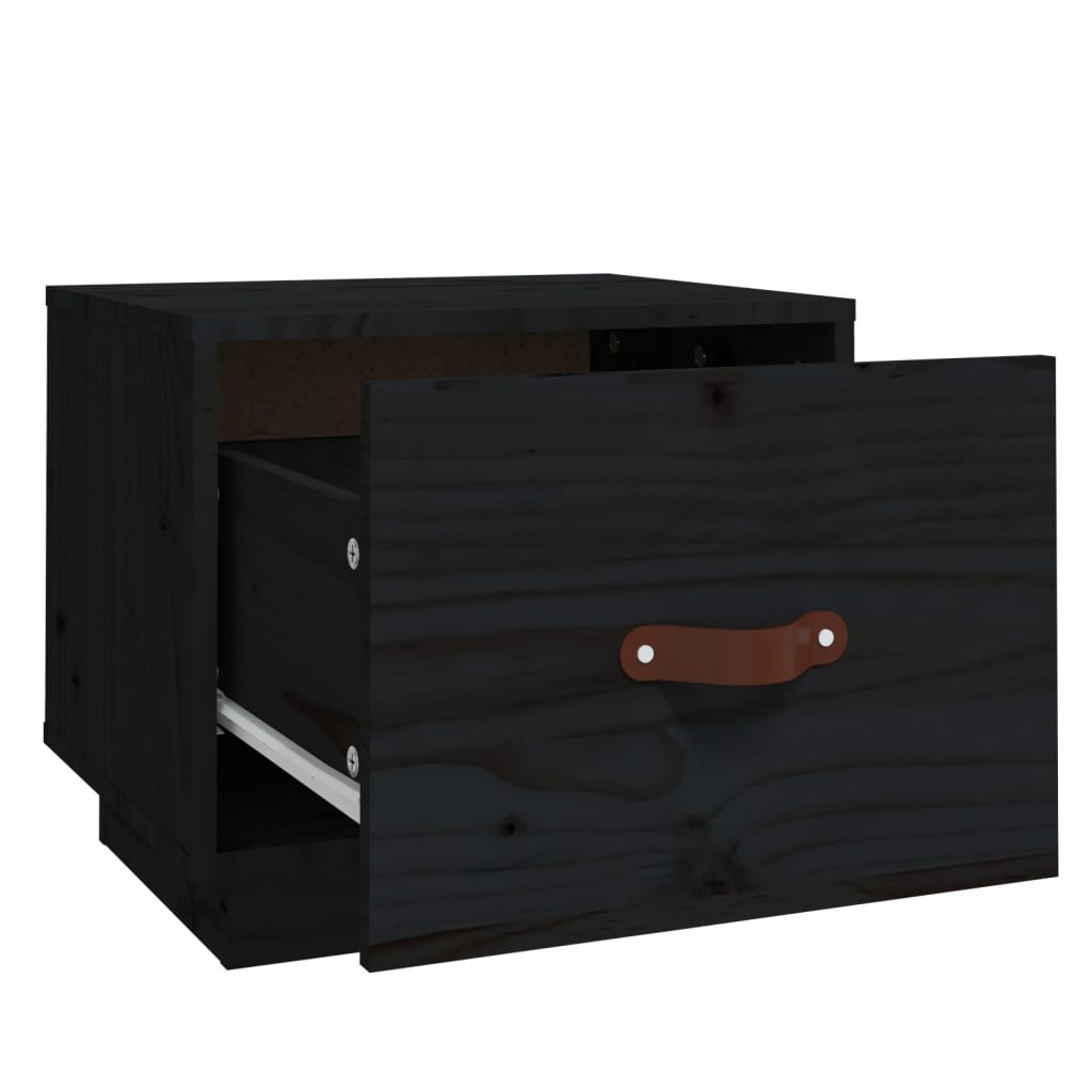 Vidaxl Szafki Nocne, 2 Szt., Czarne, 40X34X35 Cm, Lite Drewno Sosnowe