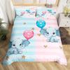 Cartoon Kawaii Elephant Duvet Cover Twin Animal Bedding Set Floral Comforter Cover Microfiber Butterfly Bed Sets For Boys Girls