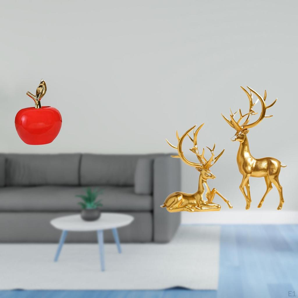 Ceramic And Deer Figurines Sculpture Ornament for Home Cafe Study Room Holiday Decoration Resin