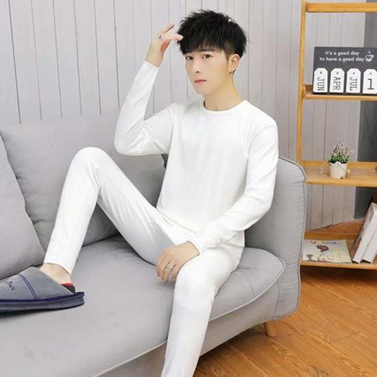 Men's Plus Size Fleece Lined Velvet Thermal Pajama Set - Top & Bottom for Casual Autumn Wear
