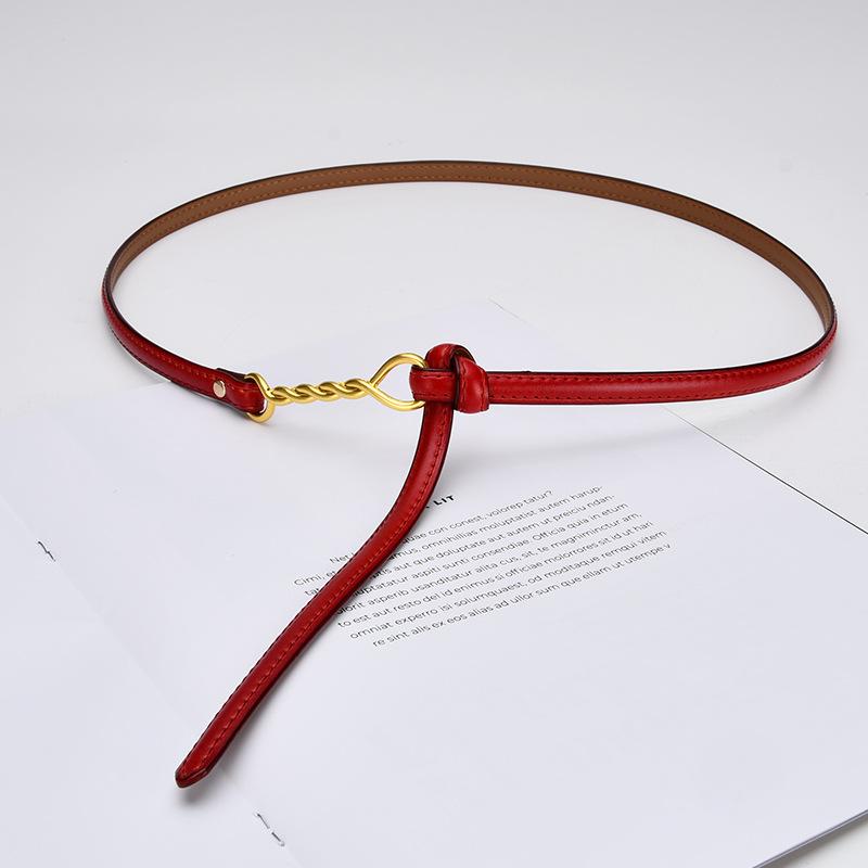 New Genuine Leather Belt for Women, Versatile Dress for Women, Decorative Windbreaker Jacket, Small Waist Chain Knotted Thin Belt