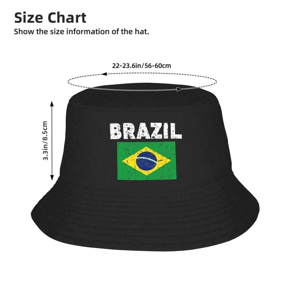 Brazil Flag Bucket Hat Hawaii Fisherman Caps For Women Funny Beach Travel Sun Hats Foldable Custom Cap