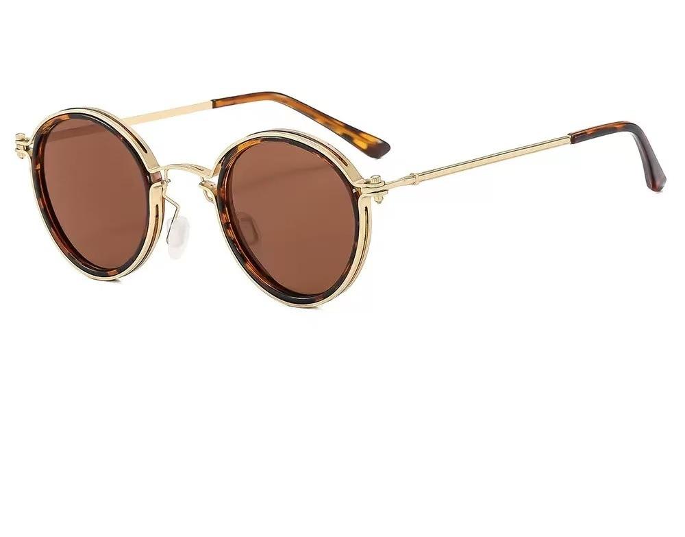 Mens Retro Metal Round Frame Sunglasses UV400 Protection Business Outdoor Street Photography Fashion Decorative Glasses