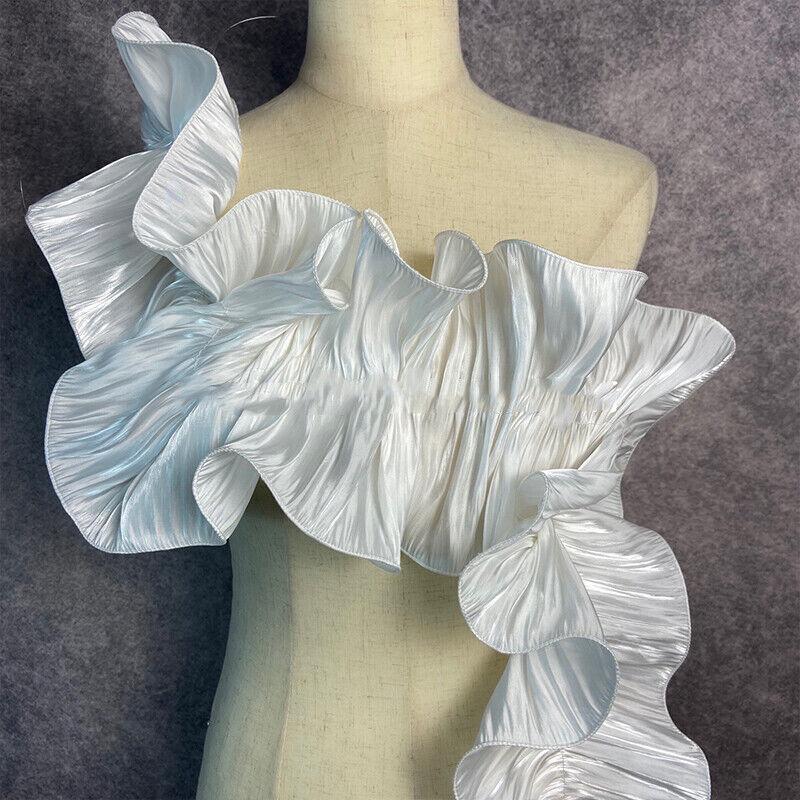 3Yard Glossy Big Wave Lace Trim Bright Silk Ruffle Fabric Applique DIY Cosplay Dance Perform Cosplay Sewing Accessories