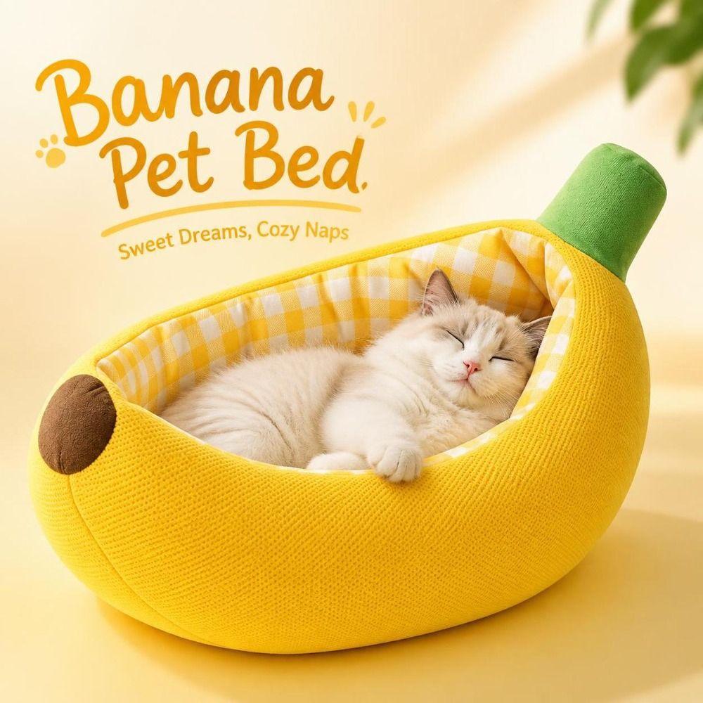 Banana Shape Dog Kennel Warm Cushion Pet Bed Funny Dog Bed  Pet Supplies