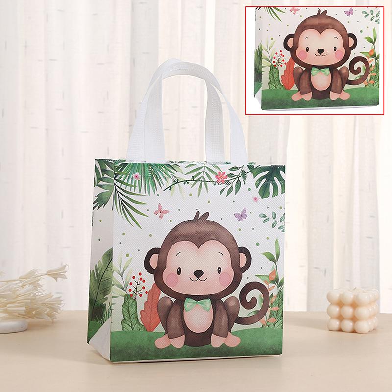 5Pcs Wild Zoo Party Gift Bag Non Woven Jungle Animal Gift Bag Children'S Wild Zoo Theme Party Birthday Gift Bag
