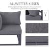 6-Piece Garden Furniture Set, Garden Set, Garden Sofa Set, Seating Group, Garden Furniture Aluminum + Polyester + Tempered Glass Grey, 4 X Armchair