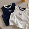 Kids Summer Cotton Cartoon Tank Top Boys Girls Round Neck Sleeveless T Shirt Block Vest For Toddler
