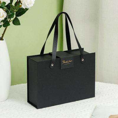 Flap Folding Box Hidden Magnetic Closure with Durable Handle Rectangular Handheld Tanabata Gift Box