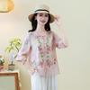 Elegant Retro Embroidered Plus-Size Women's Loose Shirt