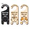 Cat Cafe Decorative Hanger Warning Door Handle Sign, Wooden Cartoon Hanging Reminder, Pet Room Entrance Safety Knob Hanger, for Bedroom And