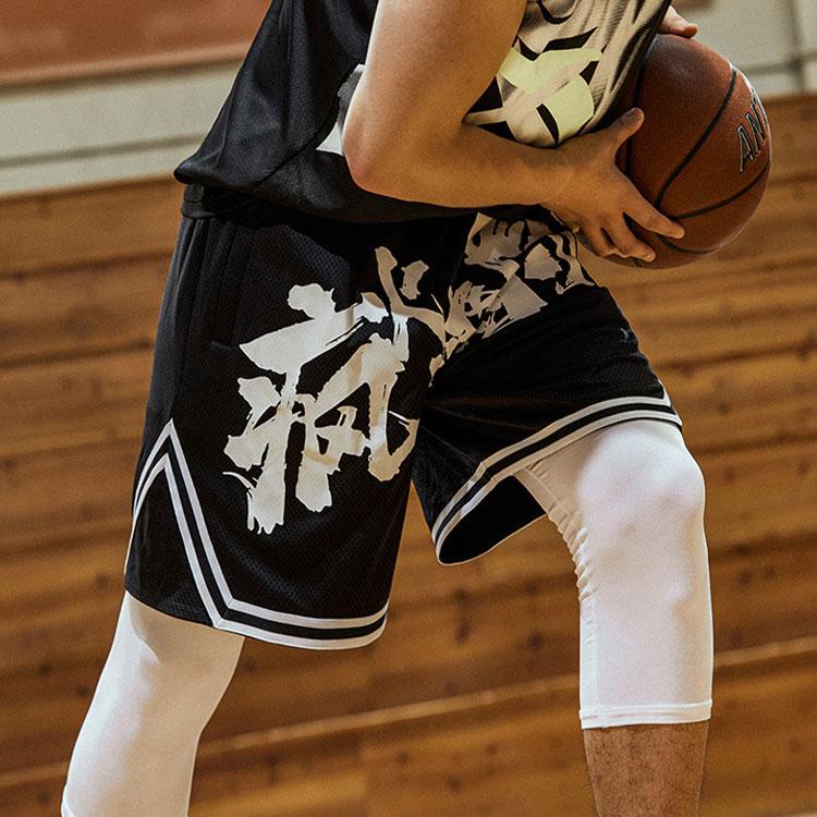 Anta Crazy Fire Printed Loose Basketball Shorts Men Shorts Black 152131214-1