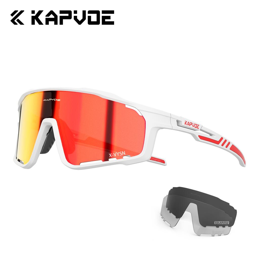 Kapvoe 3lens Cycling Glasses for Men MTB Sunglasses Mountain Bike Bicycle Eyewear Women Sports Goggles Road Speed Skating
