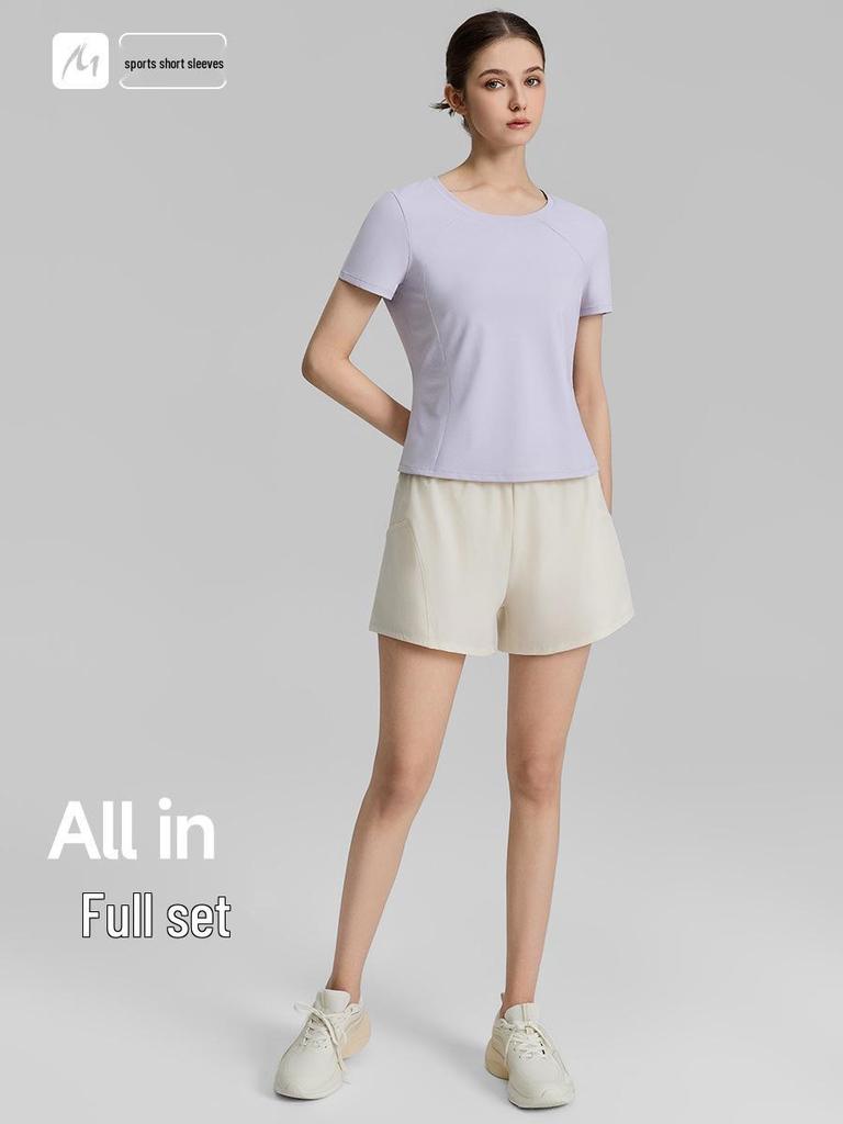 2026 Women's Spring/Summer Yoga T-shirt: Round Neck, Bare Feel, Short Sleeve, Slim Fit, Running & Fitness Top
