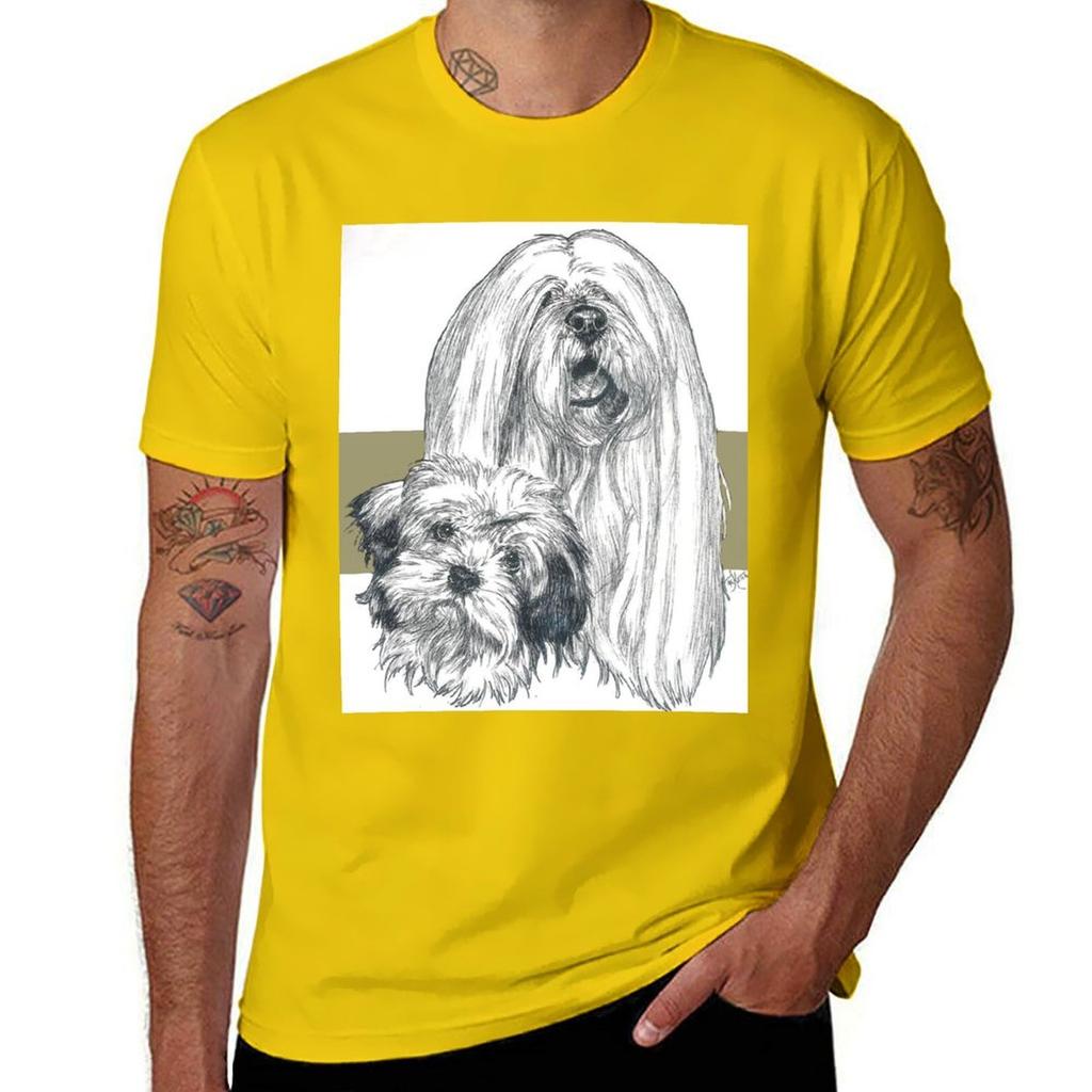 Lhasa Apso Father  Son TShirt Cotton Man Tshirts Anime T Shirts Luxury Man Plain T Shirts Men