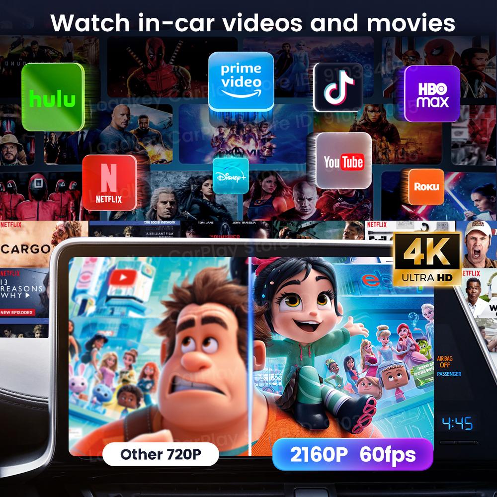 BER1 CarlinKit 3 In 1 Android 15 CarPlay Ai Box Wireless Adapter Android Auto Qualcomm SM6350 128GB 8-Core for Youtube Netflix FOTA