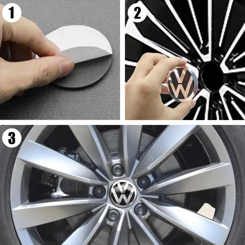 VEMZG1 For VW VOLKSWAGEN New 4pcs 56mm 60mm 65mm Car Wheel Center Decal Hub Sticker For Volkswagen VW Golf6 Polo Passat Tiguan Bettle B
