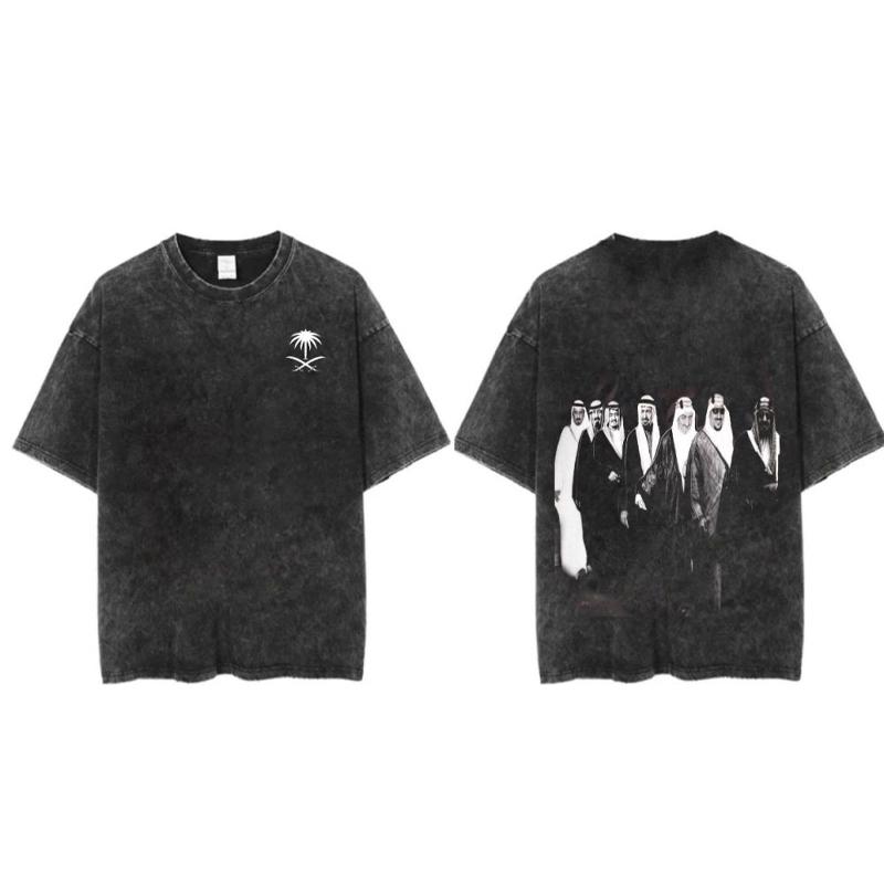 Saudi National Day T-shirt 100% Cotton Clothing Short Sleeve Tops Eid Al-Fitr Tshirt Washed T Shirts Summer Tees Casual Top