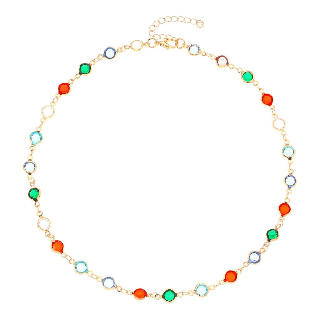 Niche Ethnic Style Necklace Small Fresh Love Glass Diamond Beaded Necklace Ins Holiday Style Summer Sweet Necklace