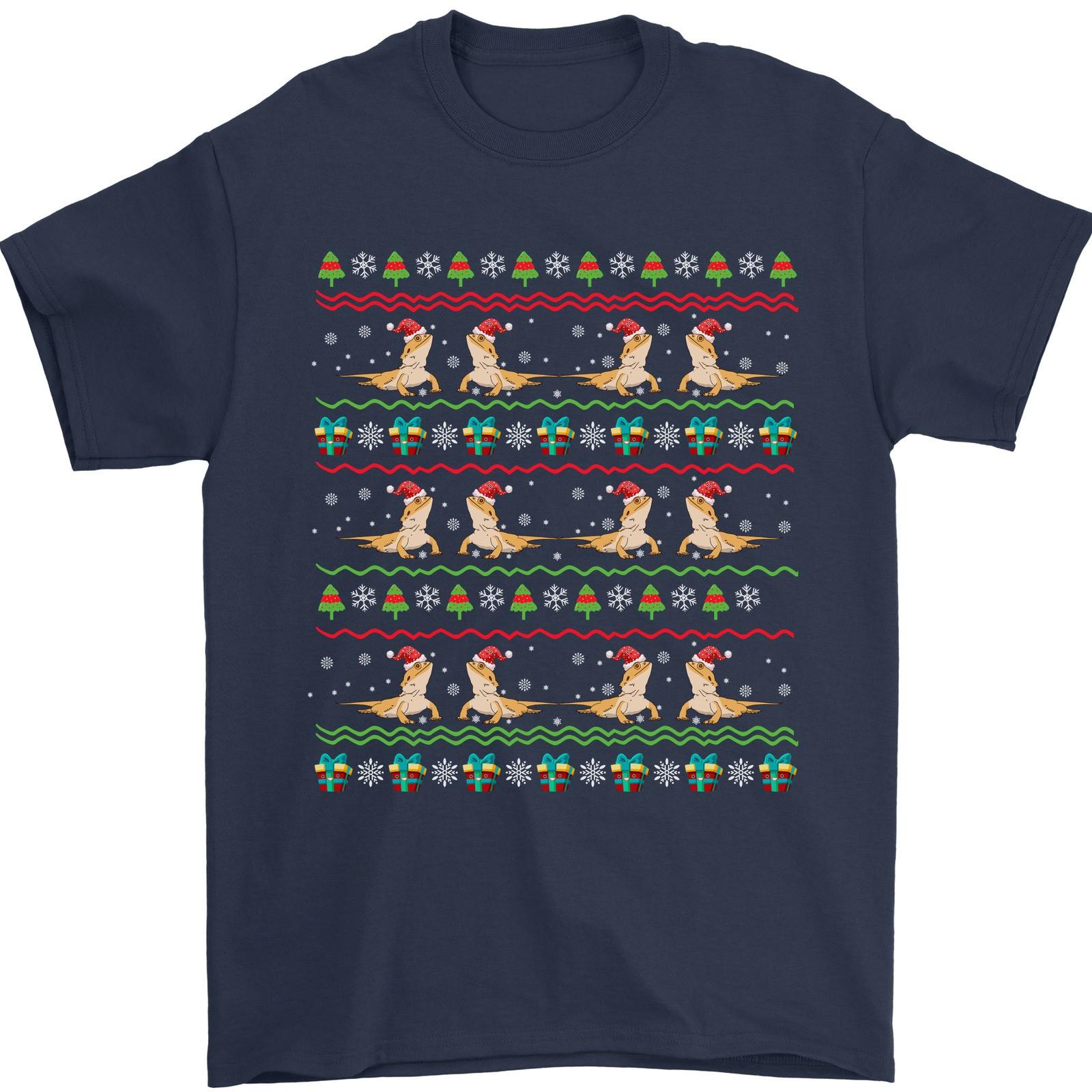 Christmas Bearded Dragon Xmas Reptile Mens T-Shirt 100% Cotton 3XL