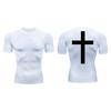 Cross Back Print Compression Shirts for Men Quick Dry Tees Tshirts Tops Gym Workout Running Undershirts Baselayers Rash Guard
