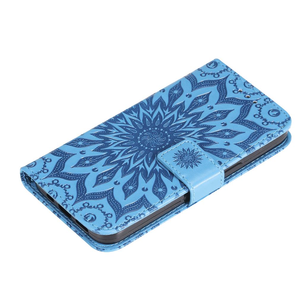 Für Samsung Galaxy A26 5G/A16 5G/A16 4G Handyhülle Sonnenblumen-geprägtes Leder-Brieftaschen-Ständer-Cover mit Riemen