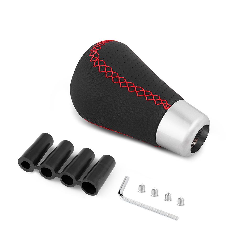 Universal Leather 5-Speed Gear Shift Knob - Fits Most Car Models