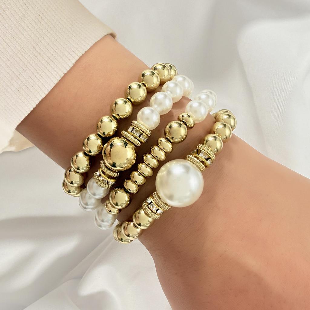 European and American New Love Pearl Bracelet Set Niche Temperament Women's Piece Set Bracelet Hand Jewelry