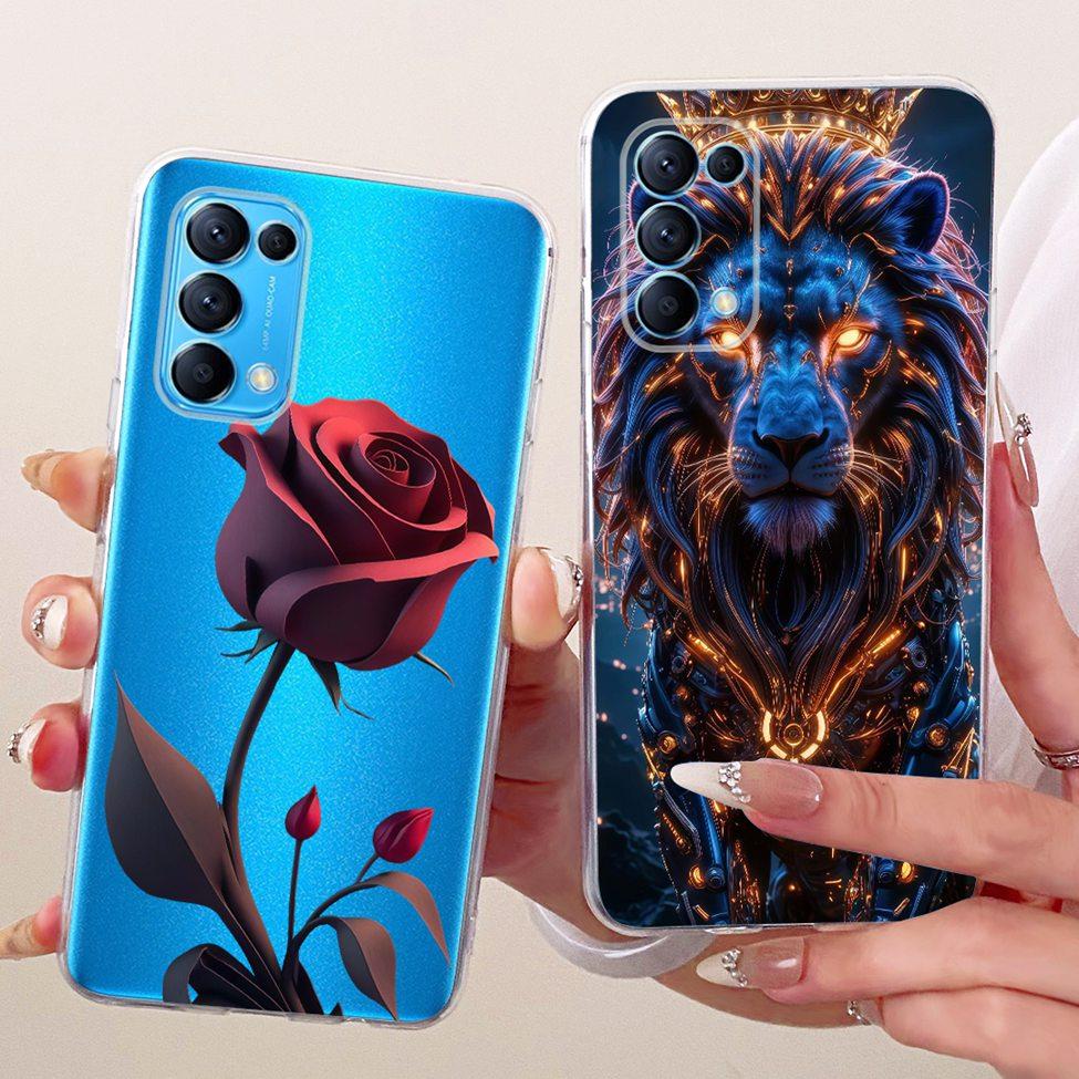 Transparent Cover For Oppo Reno5 5G Case CPH2145 Cute Cat Fashion Butterfly Funny Painted Casing PEGM00 PEGT00