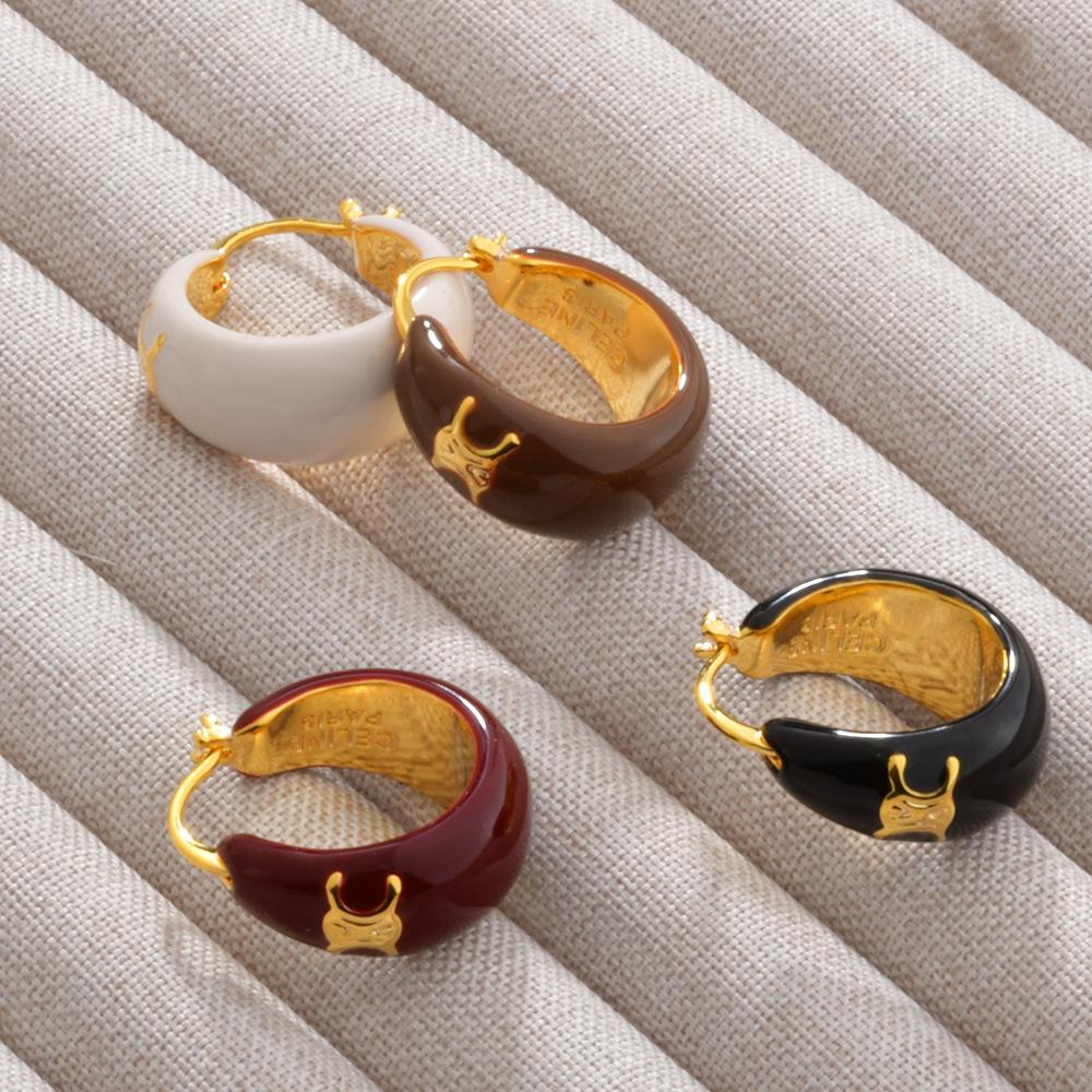 Orecchini pendenti in olio nero con arco di trionfo francese, fibbia per orecchini, placcati in rame, oro 22 carati, luce, lusso, temperamento premium, gioielli versatili per le orecchie