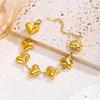 18K Gold Heart Necklace & Bracelet Set for Women – Stainless & Titanium Steel, Hip Hop Style.