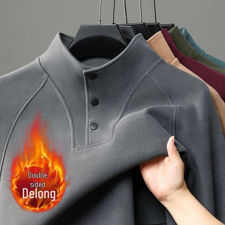 

Men s German Velvet Double-Sided Sweatshirt: Korean Style, Half-High Collar, Fall/Winter Warm Base Layer 2XL